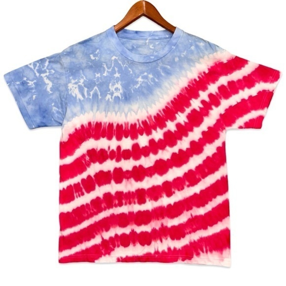 (NEW) Patriotic American Flag Inspired Tie-Dye Tee - Size Medium